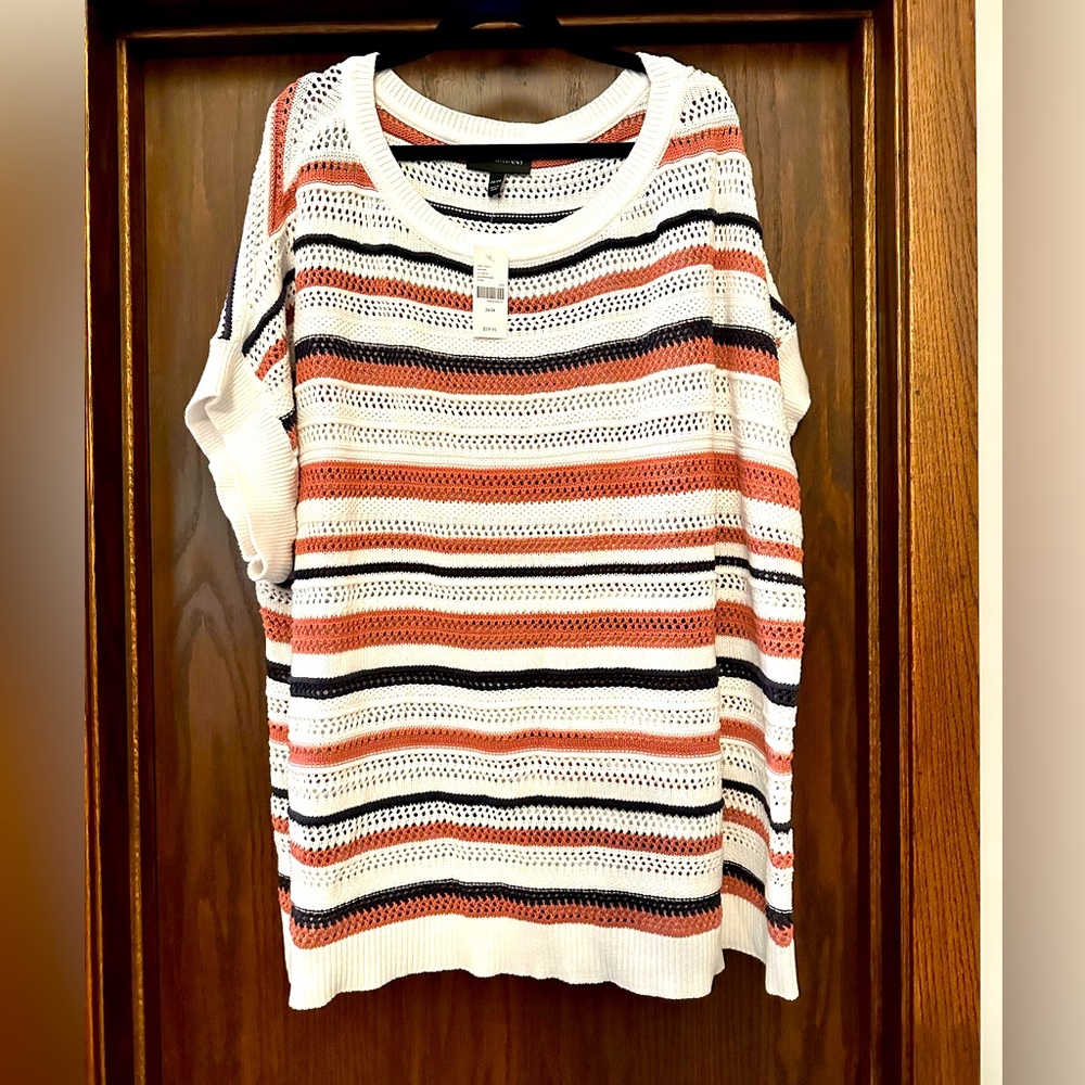 NWT open knit slub shoulder sweater